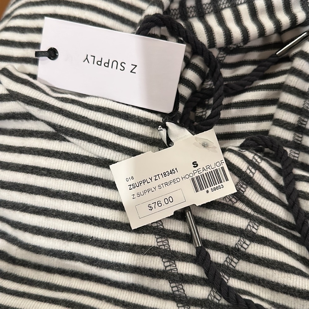 Z Supply The Striped Soft Spun Knit Hoodie Size Small - Picture 4 of 9